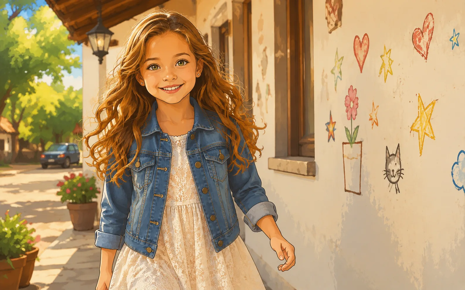 A photo transformed into colorful cartoon-style artwork