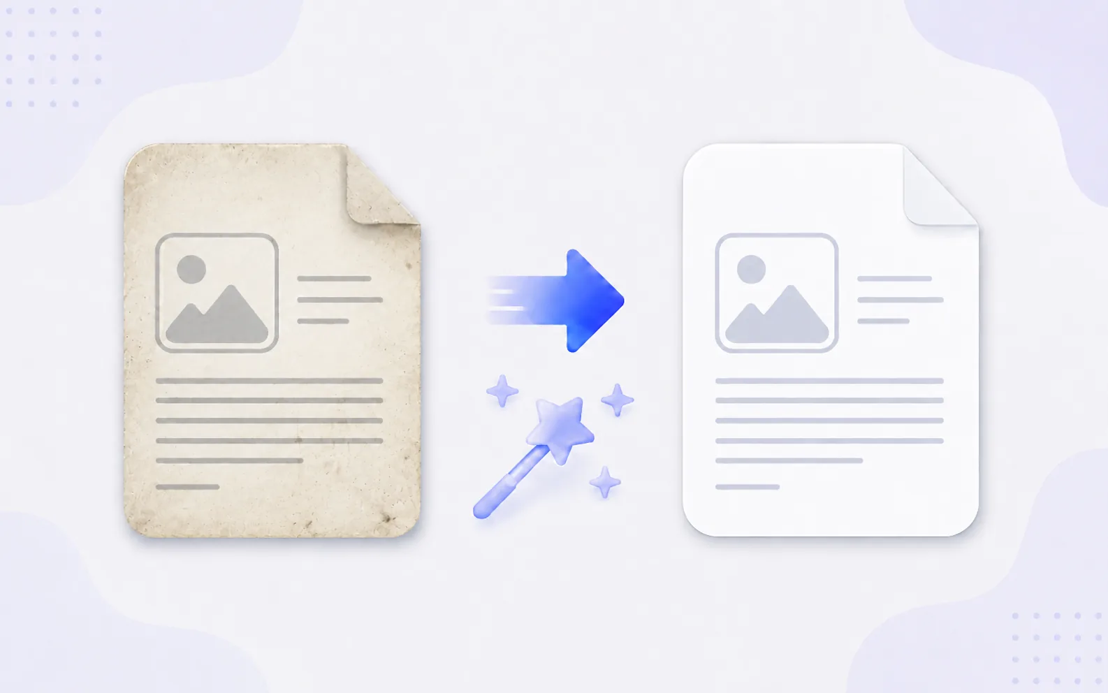 Document Scan Cleaner before and after example showing a clearer, readable scan